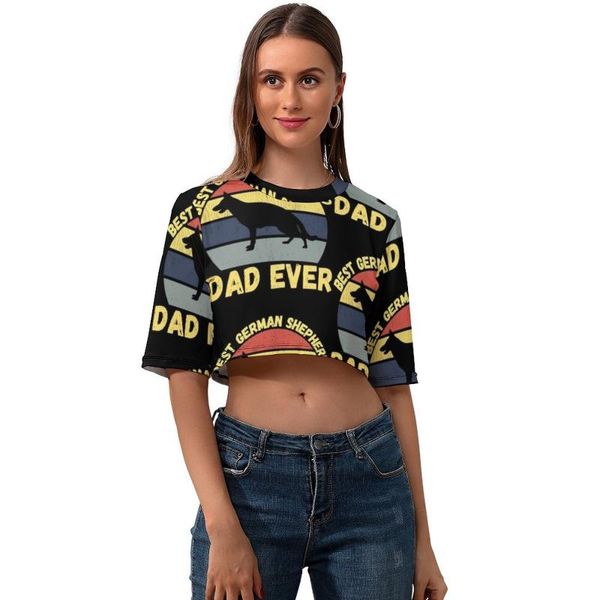 

women's t-shirt german shepherd crop t shirt street wear simple woman short sleeve graphic o neck polyester tshirt, White