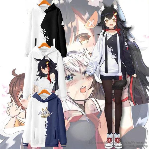 

men's hoodies & sweatshirts vtuber ookami mio 3d printing men/women autumn fashion sweatshirt long sleeves pollover plus size, Black
