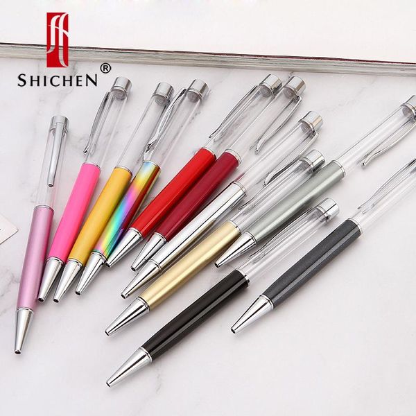 

ballpoint pens shichen sc-060503 glass copper metal crystal pen empty creative gift office supplies rotating, Blue;orange