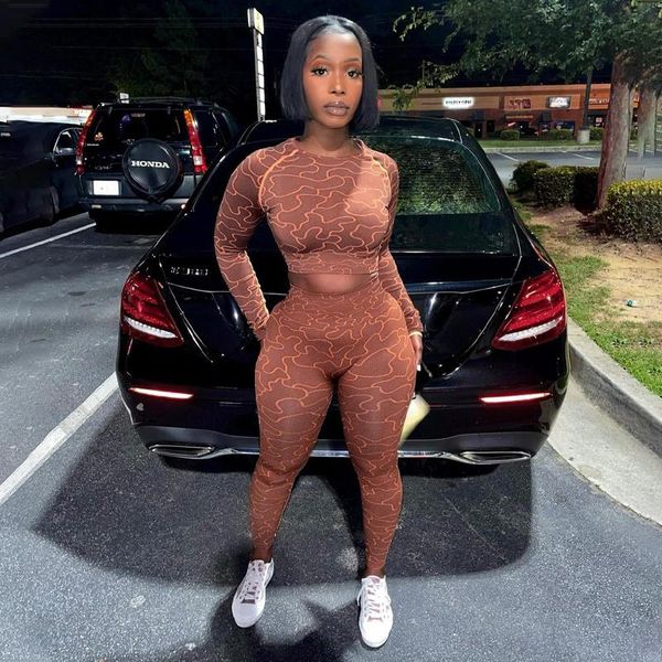 

women's two piece pants zoctuo print pieces long sleeve crop leggings set bodycon sporty streetwear 2021 summer tracksuit, White