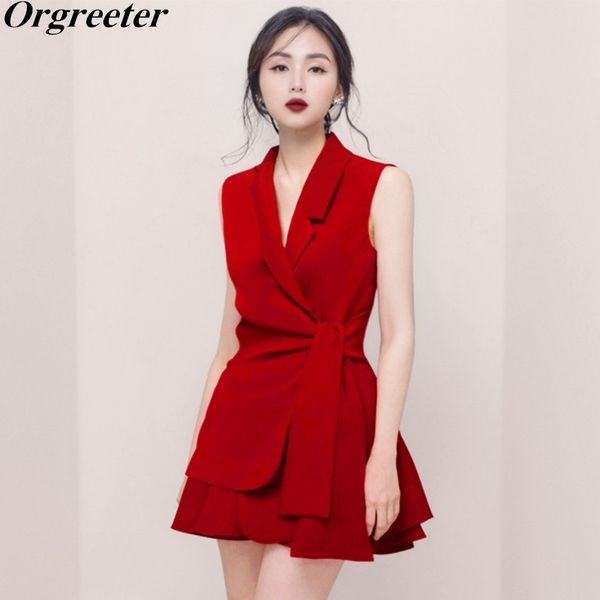 

summer graceful blazer and ruched mini skirt two piece set women office lady casual work wear 210525, White
