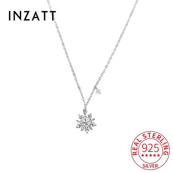 

chains inzareal 925 sterling silver zircon snowflake 14k gold choker necklace for women fine jewelry punk accessories drop