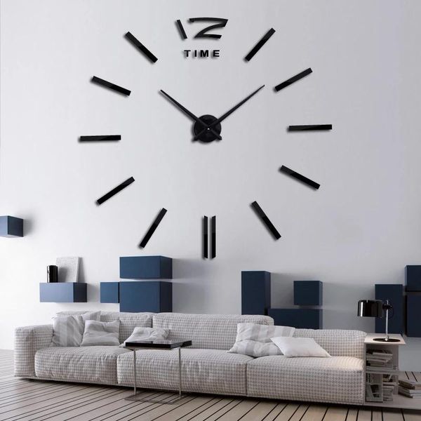 

wall clocks arrival brief clock watch 3d diy acrylic mirror stickers living room quartz needle europe horloge