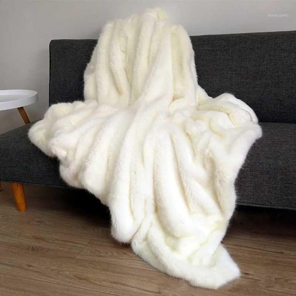 

faux fur blanket thickened super soft sofa model room decoration bed foot blankets1
