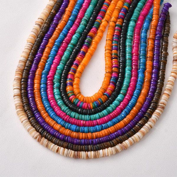 

other 6mm multi color shell mid hole round spacer loose beads diy beaded jewelry making