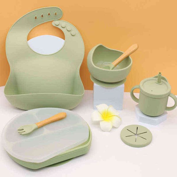 

waterproof baby feeding bowl silicone tableware baby suction bowl silicone dishes for baby tableware non-slip for child bib g1210