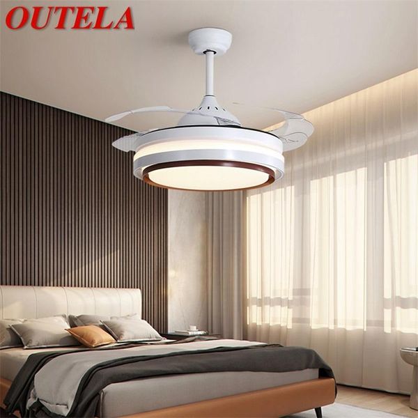 

electric fans outela modern ceiling fan lights invisible blade with remote control 3 colors led for home dining room bedroom restaurant