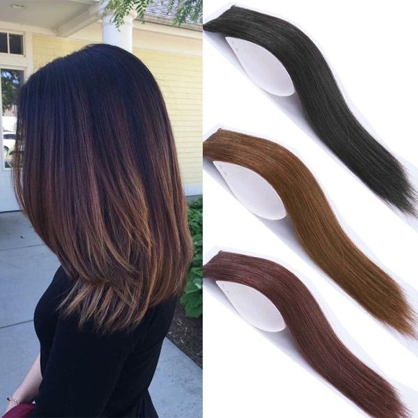 

synthetic wigs pageup hair pads inble seamless clip in piece lining of natural side cover hairpiec, Black