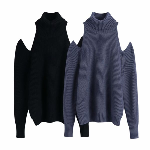 

casual woman loose off the shoulder turtleneck sweaters spring autumn fashion ladies soft knitwear female chic knitted 210515, White;black