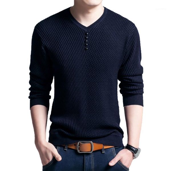 

men's sweaters browon 2021 men sweater casual v-neck pullover spring autumn slim fit long sleeve mens knitted cashmere1, White;black