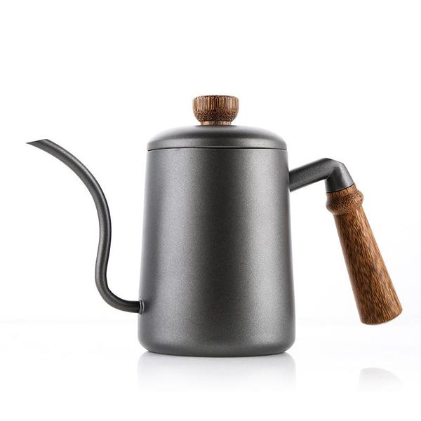 

coffee pots 2021 high-capacity drip kettle stainless steelÂ brew tea maker long mouth 600ml wooden handle forÂ kitchen