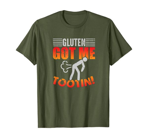 

gluten got me tootin - funny fart food joke t-shirt, White;black