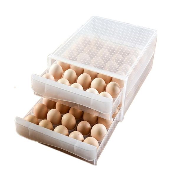 

double-layer egg storage rack container fridge drawer shelf fresh box clear pantry organizer for kitchen bottles & jars