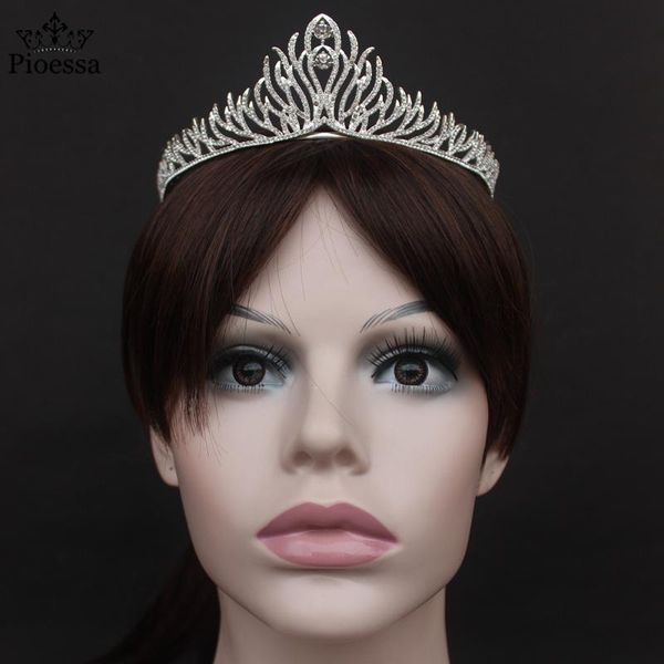 

hair clips & barrettes pioessa luxury leaf headband handmade crystals rhinestones zircon tiaras shiny bridal wedding crown princess pageant, Golden;silver