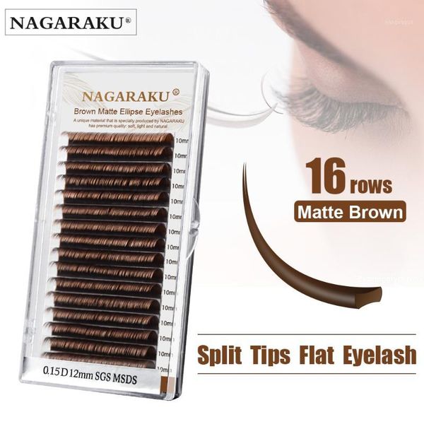

16 lines brown split tips flat ellipse eyelashes maquiagem super soft natural synthetic mink matte brown1