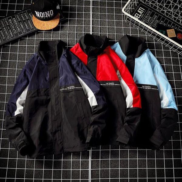 

men's jackets 2021 hip hop spirng men windbreaker loose large size zipper casual coat patchwork autumn women jacket thin, Black;brown