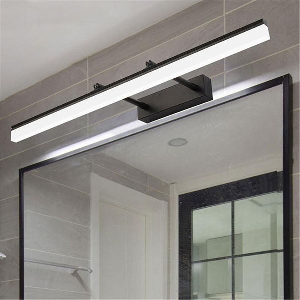 

modern led mirror wall lamp 40cm bathroom light black silver adjustable washroom for shower room
