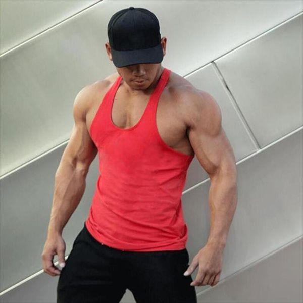 

brand blank clothing fitness tank men cotton sleeveless shirt bodybuilding vest solid tracksuits muscle clothes, White;black