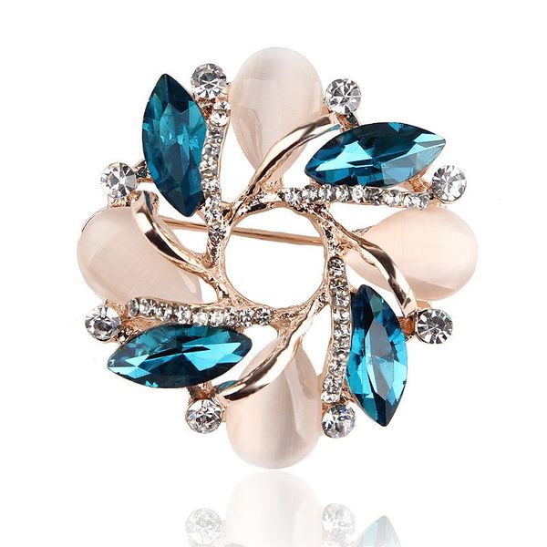 

pins, brooches fashion crystal garland for women suit scarves buckle flower metal pins rhinestone jewelry badge clothing accessories, Gray