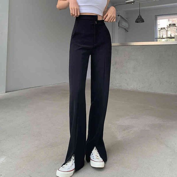 

capris ytx205 summer thin straight-leg split drape scrubbing pants, Black;white