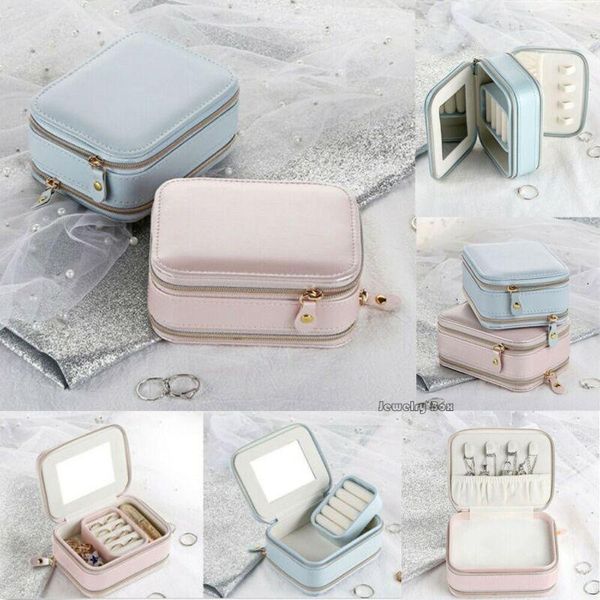 

bathroom storage & organization leather jewelry box organizer necklace bracelet earring case holder gift portable travel ornament
