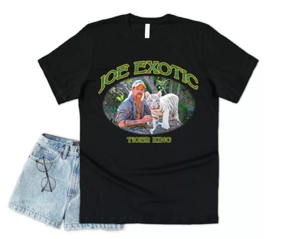 

tiger king retro t-shirt funny tv series cat rescue vintage exotic, White;black