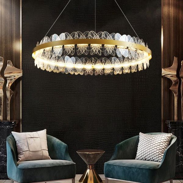 

pendant lamps modern luxury living room chandelier lighting nordic ring led dimmable golden luster kitchen dining lamp indoor light fixtures