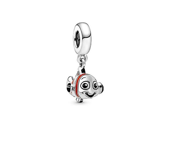 

fits pandora bracelets 20pcs clownfish enamel dangle silver charms bead charm beads pendant for wholesale diy european sterling necklace jew, Black