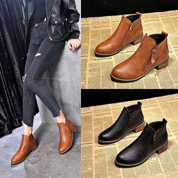 

boots 2021 fashion women classic zipper snow ankle winter suede warm fur plush autumn shoes 35-40, Black