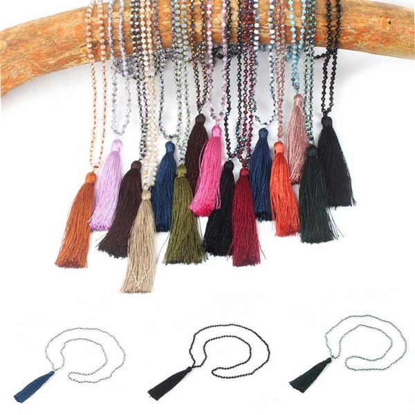 

pendant necklaces 2021 1pcs multiple color selection fashion trendy style artificial crystal material a string of beads long fringed necklac, Silver