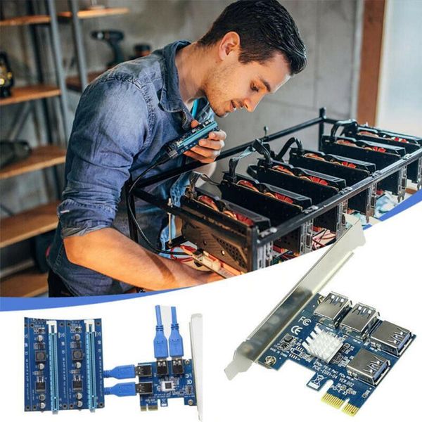 

computer cables & connectors pcie to pci-e adapter 1 turn 4 pci-express slot 1x 16x usb 3.0 mining special riser card converter for btc mine