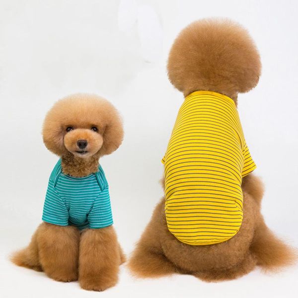 

dog apparel spring and summer recreational styles pet clothing breathable classic striped t-shirt base shirt vest small
