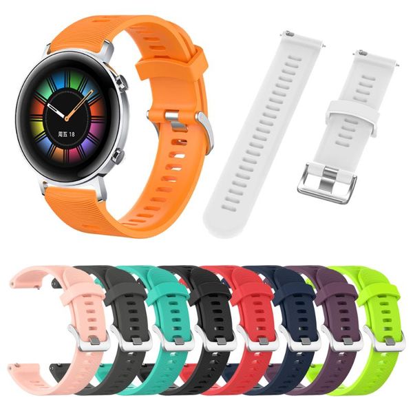 

watch bands silicone strap band for huawei gt 2 42mm sport / classic elegant edition wriststrap replaceable accessories watchband, Black;brown
