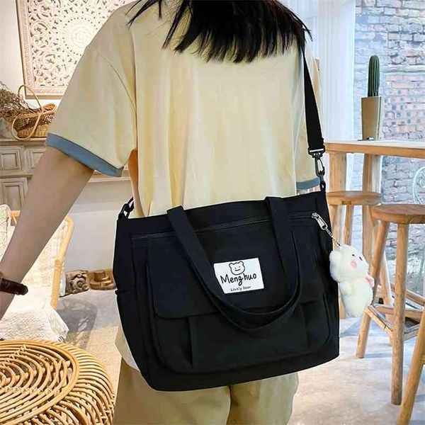 

fashion girl large capacity one shoulder crossbody bag korean nylon waterproof cute schoolgirl bookbag kawaii ladies handbag 210913