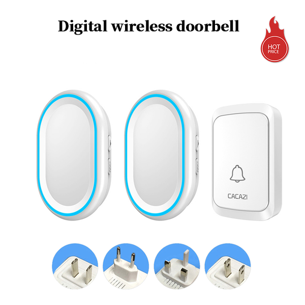 

smart home ac digital wireless doorbell transmitter and receiver remote control waterproof elderly pager doorbells