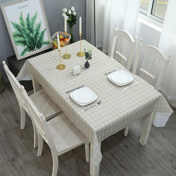 

solid color plaid tablecloth nordic ins table mat pvc doily waterproof oil-cloth