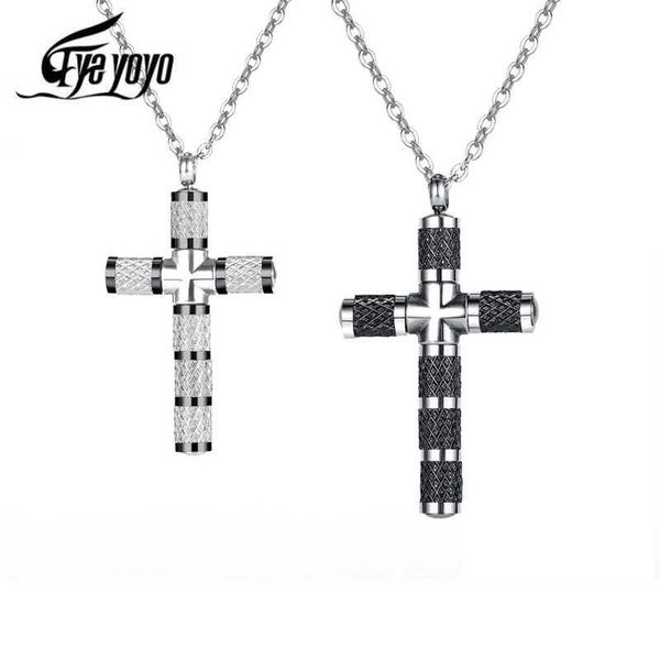 

eyeyoyo classic retro shiny cubic zirconia cross for men women fashion cruz choker pendant necklace party jewelry necklaces, Silver