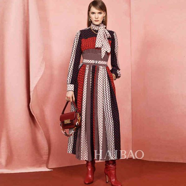 

autumn track style sleeve thin retro fit mid length dress quality women's clothes, Black;gray