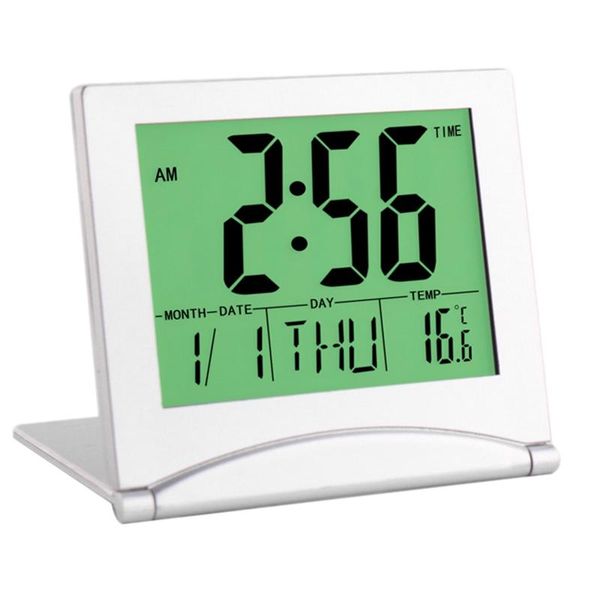 

other clocks & accessories mini travel alarm clock, digital lcd display desk foldable with snooze backlight temperature date timer 12/24hr