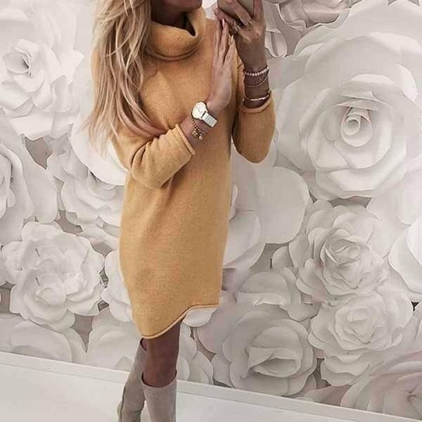 

women's sweaters knitted dress sweater autumn 2021 solid long sleeve casual elegant mini warm winter turtleneck ladies bottoming shirt, White;black