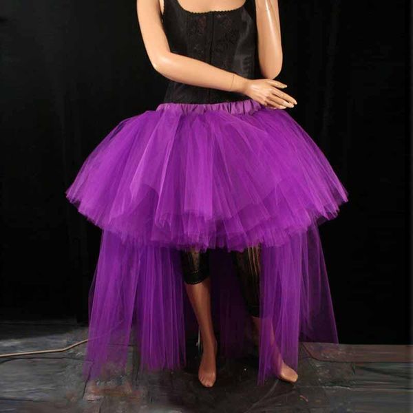 

skirts hi low tulle tutu skirt purple wedding formal poofy trail bridal bustle dance prom costume custom made any colors size, Black