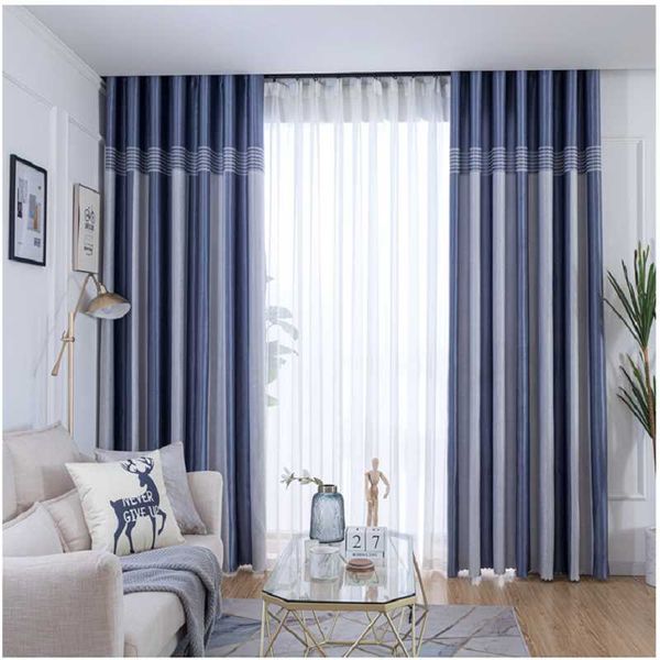 

nordic modern simple stripe curtains jacquard black silk shade for bedroom blackout living room curtain & drapes