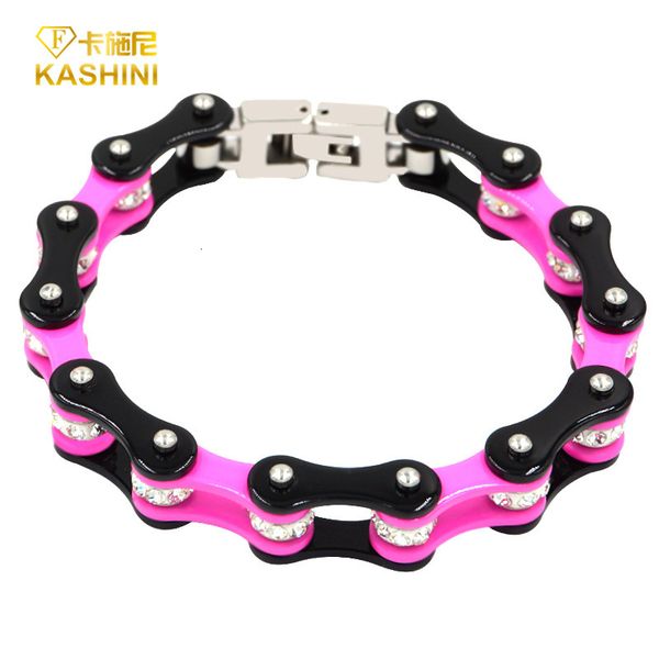 

bangles bracelets diamond inlaid stainless steel bicycle bracelet domineering trend women's motorcycle chain titanium accessories, Black