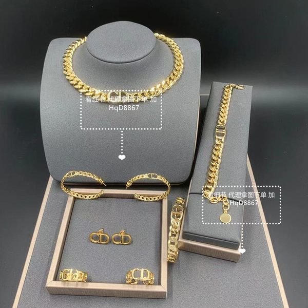 

design jewelry bracelet letter ring bracelet female earring brass necklace, Black