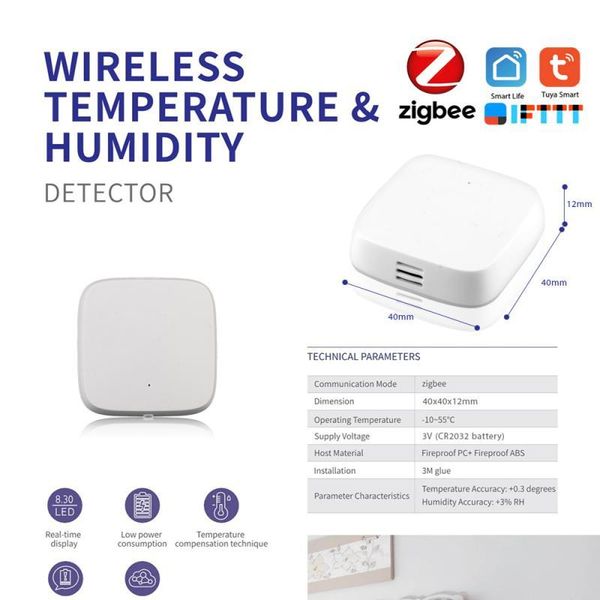 

tuya zigbee smart temperature and humidity detector wireless sensor support life app control automation modules