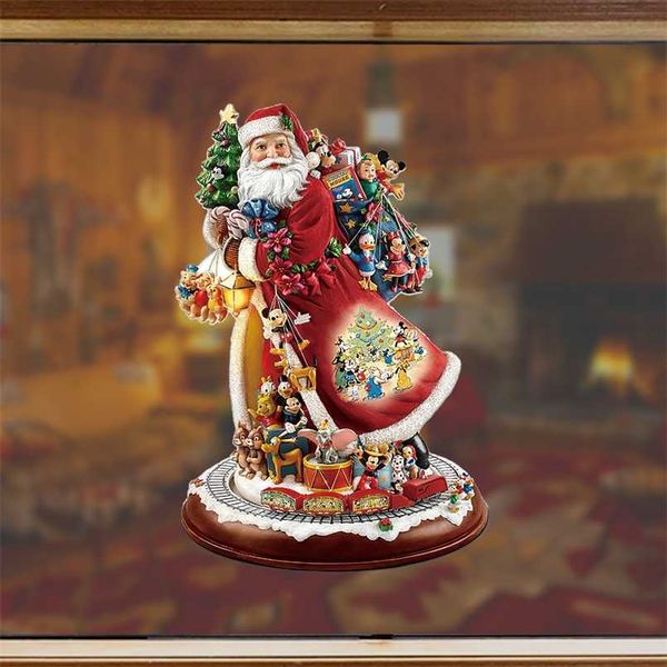 Decoração de Natal Decoração Decorações Pasta Janela Ano Home Decoração Papai Noel enfeites Adesivo PVC parede 20x30cm 211019