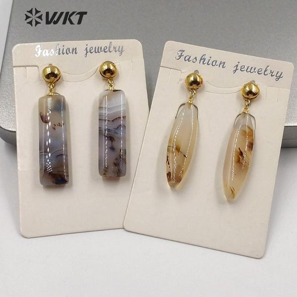 

stud wt-e612 wkt trendy natural stone earrings oval ,rectangle gold electroplated women fashion jewelry, Golden;silver