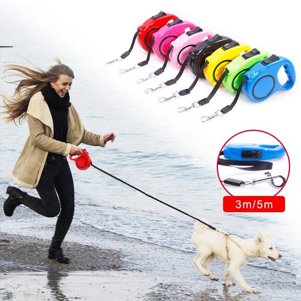 

dog collars & leashes collar and pet cat puppy runing travel portable automatic retractable traction rope walking lead leash supplies