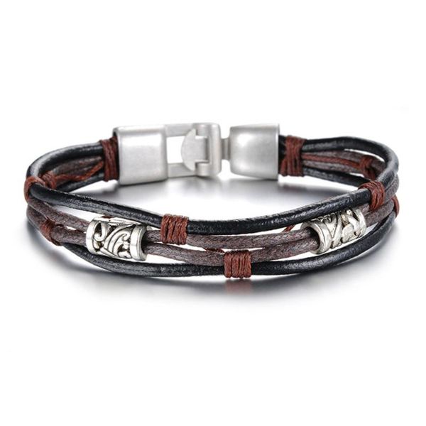 

charm bracelets 1pc simple braided bracelet brown white alloy fashion leather man easy matching for women men jewelry, Golden;silver