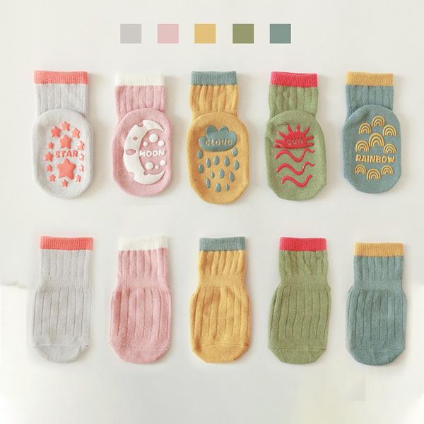 

spring autumn baby floor socks cartoon weather non-slip toddler boys girls breathable cotton short, Pink;yellow